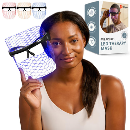 LifePro VizaCure LED Face Therapy Mask - Black LED Skin Rejuvenation Mask